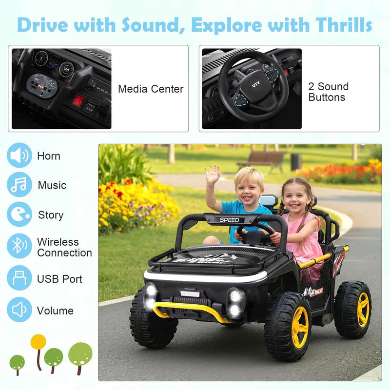 24V Ride on Toy for Kids 2 Seater Ride on Truck Car with Horn Music Story by DirectDeals