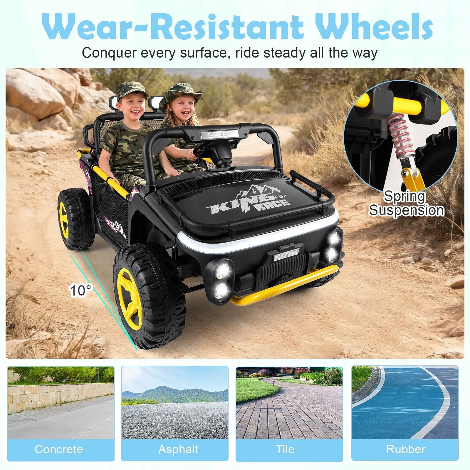 24V Ride on Toy for Kids 2 Seater Ride on Truck Car with Horn Music Story by DirectDeals