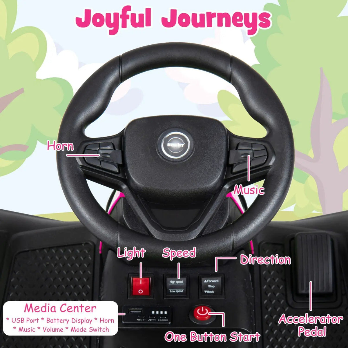 24V Ride on Tractor with Detachable Trailer and Music for Boys Girls by DirectDeals