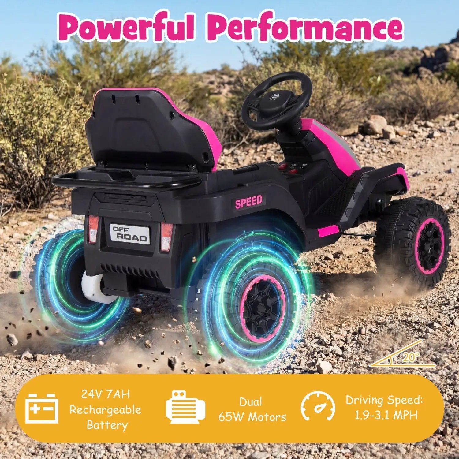 24V Ride on Tractor with Detachable Trailer and Music for Boys Girls by DirectDeals