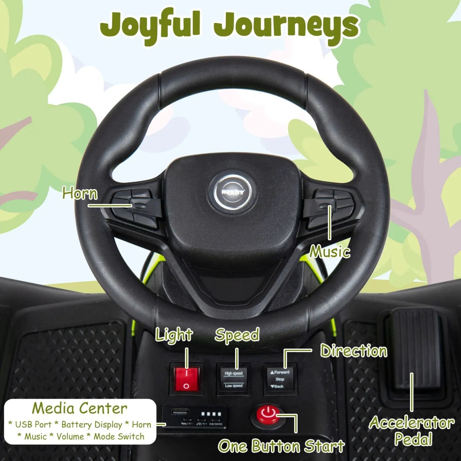 24V Ride on Tractor with Detachable Trailer and Music for Boys Girls by DirectDeals