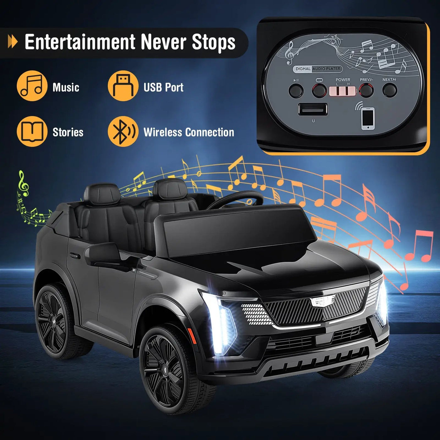 24V Ride on Truck 2-Seater Licensed Cadillac with Remote Control by DirectDeals