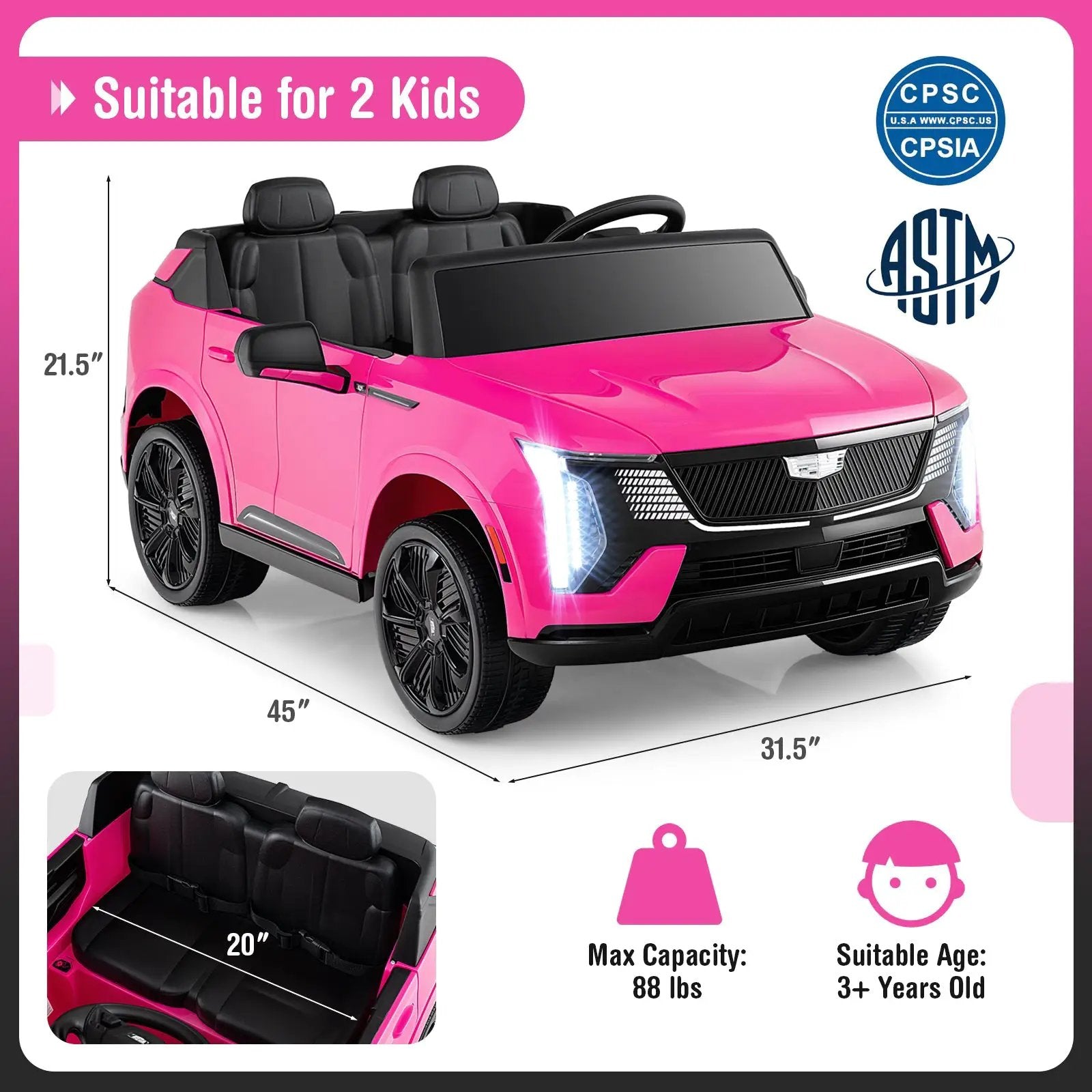 24V Ride on Truck 2-Seater Licensed Cadillac with Remote Control by DirectDeals