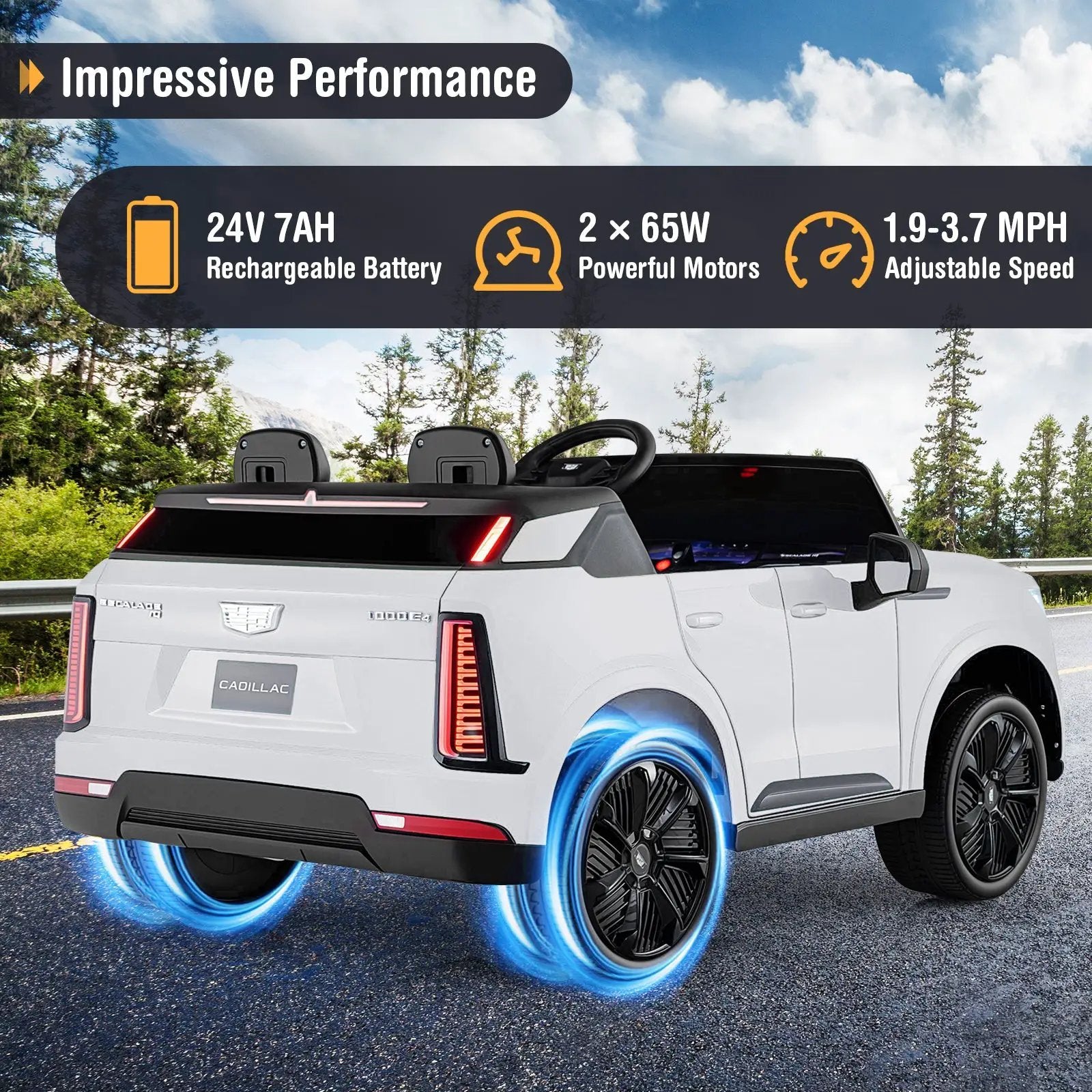 24V Ride on Truck 2-Seater Licensed Cadillac with Remote Control by DirectDeals