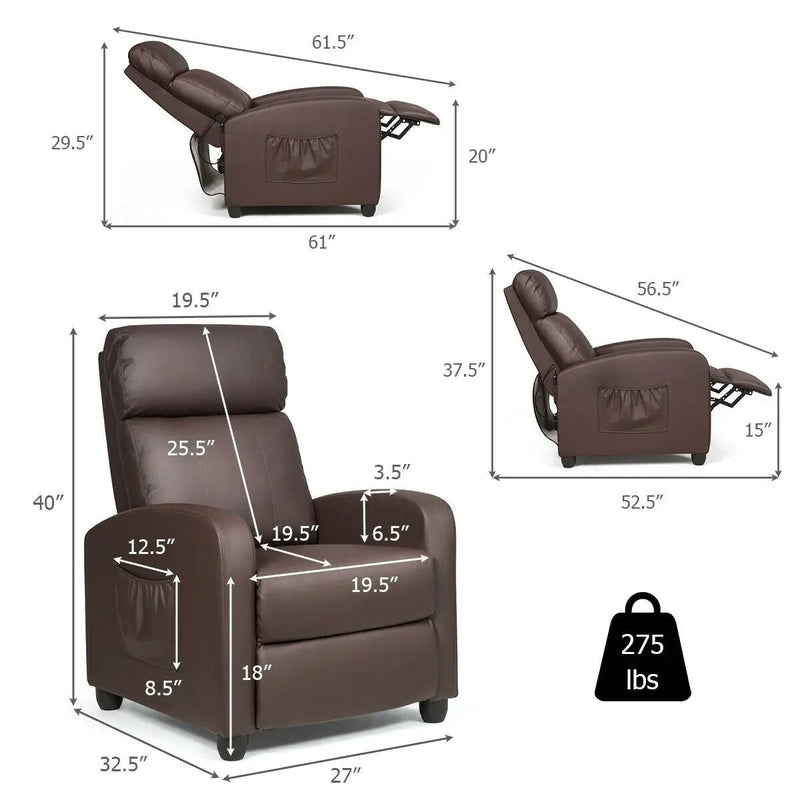 Recliner Sofa Wingback Chair with Massage Function by DirectDeals