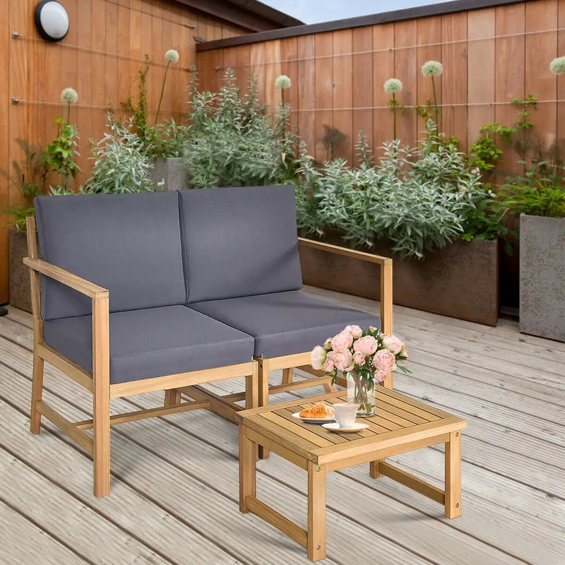 3-in-1 Acacia Wood Loveseat with Separable Coffee Table by DirectDeals