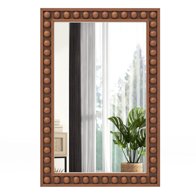 24 x 36 Inches Rustic Wall Mirror with Solid Wood Frame for Living Room Bedroom by DirectDeals
