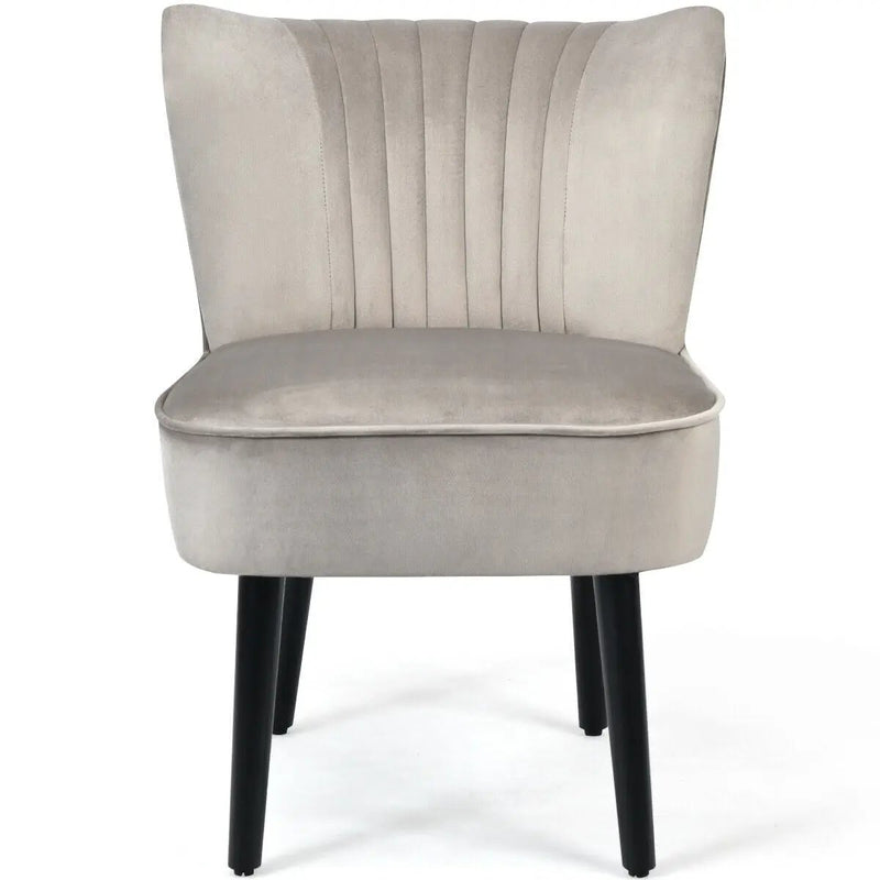 Set of 2 Upholstered Modern Leisure Club Chairs with Solid Wood Legs by DirectDeals