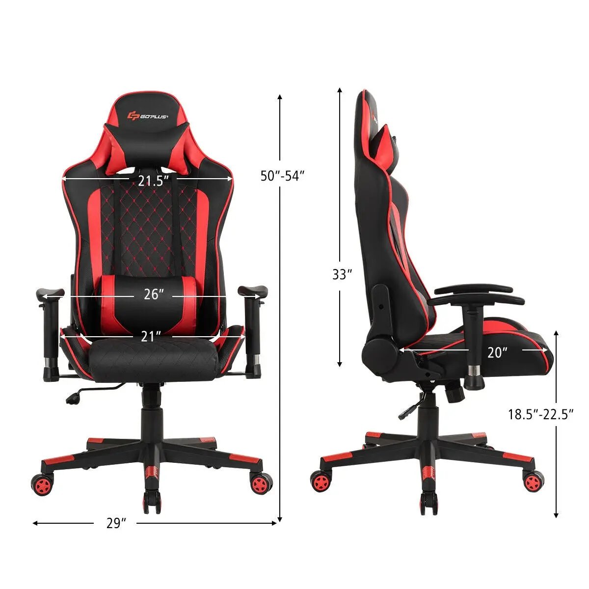 Massage Gaming Chair with Lumbar Support and Headrest by DirectDeals