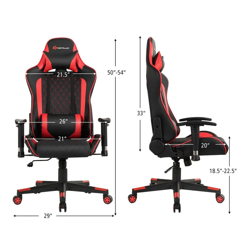 Massage Gaming Chair with Lumbar Support and Headrest by DirectDeals