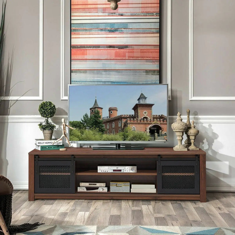 TV Stand Entertainment Center for TV's up to 65 Inch with Adjustable Shelves-Brown by DirectDeals