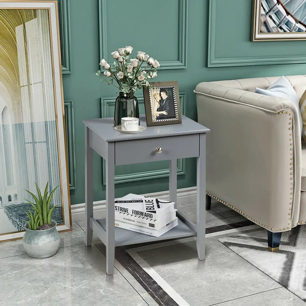 Wooden Nightstand End Table Storage Display by DirectDeals