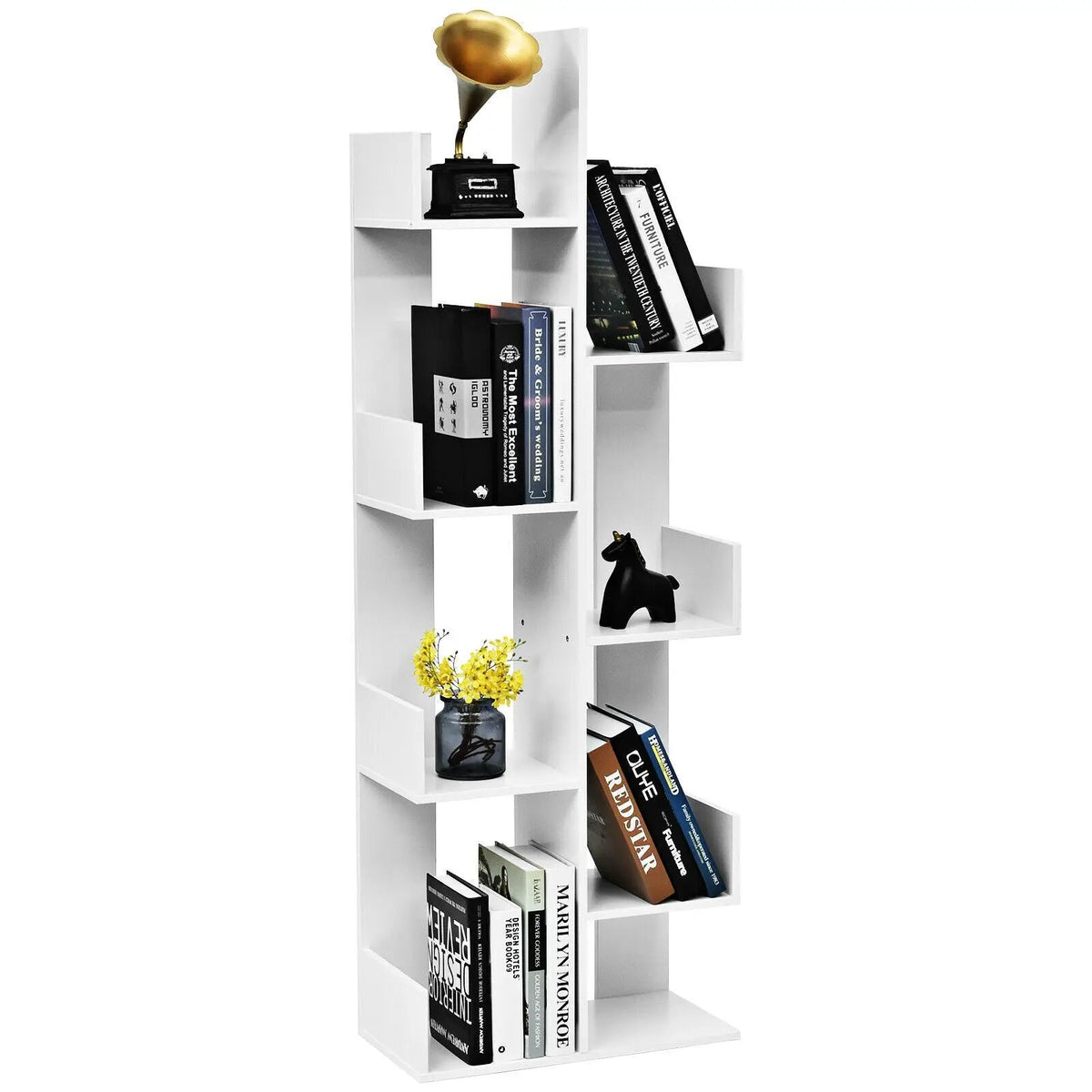 8-Tier Bookshelf Bookcase with 8 Open Compartments Space-Saving Storage Rack by DirectDeals