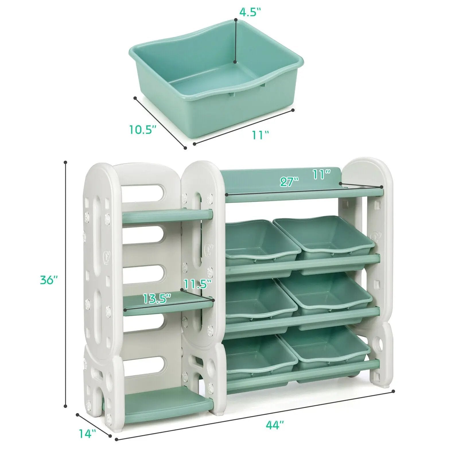 Kids Toy Storage Organizer with Bins and Multi-Layer Shelf for Bedroom Playroom by DirectDeals