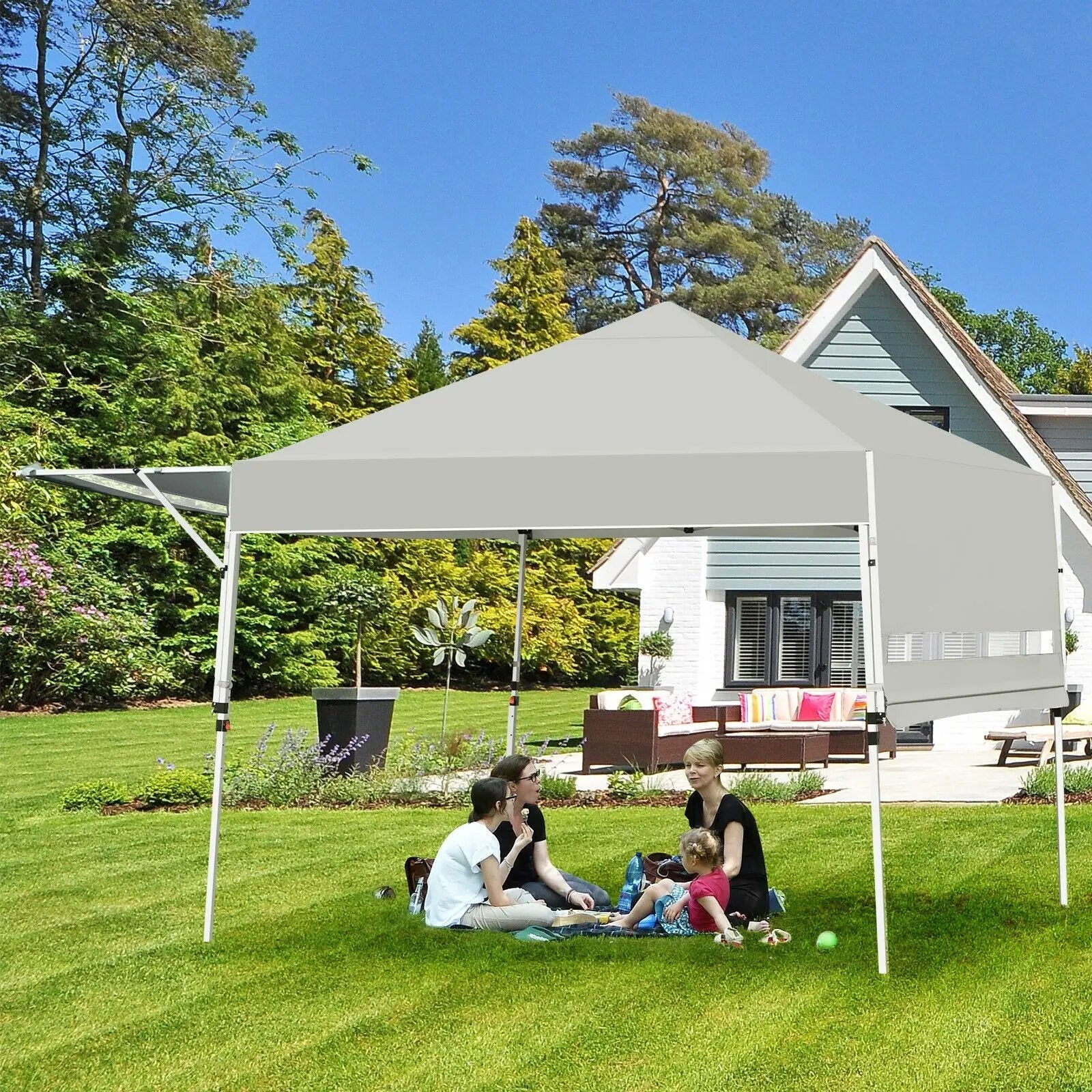 17 Feet x 10 Feet Foldable Pop Up Canopy with Adjustable Instant Sun Shelter by DirectDeals