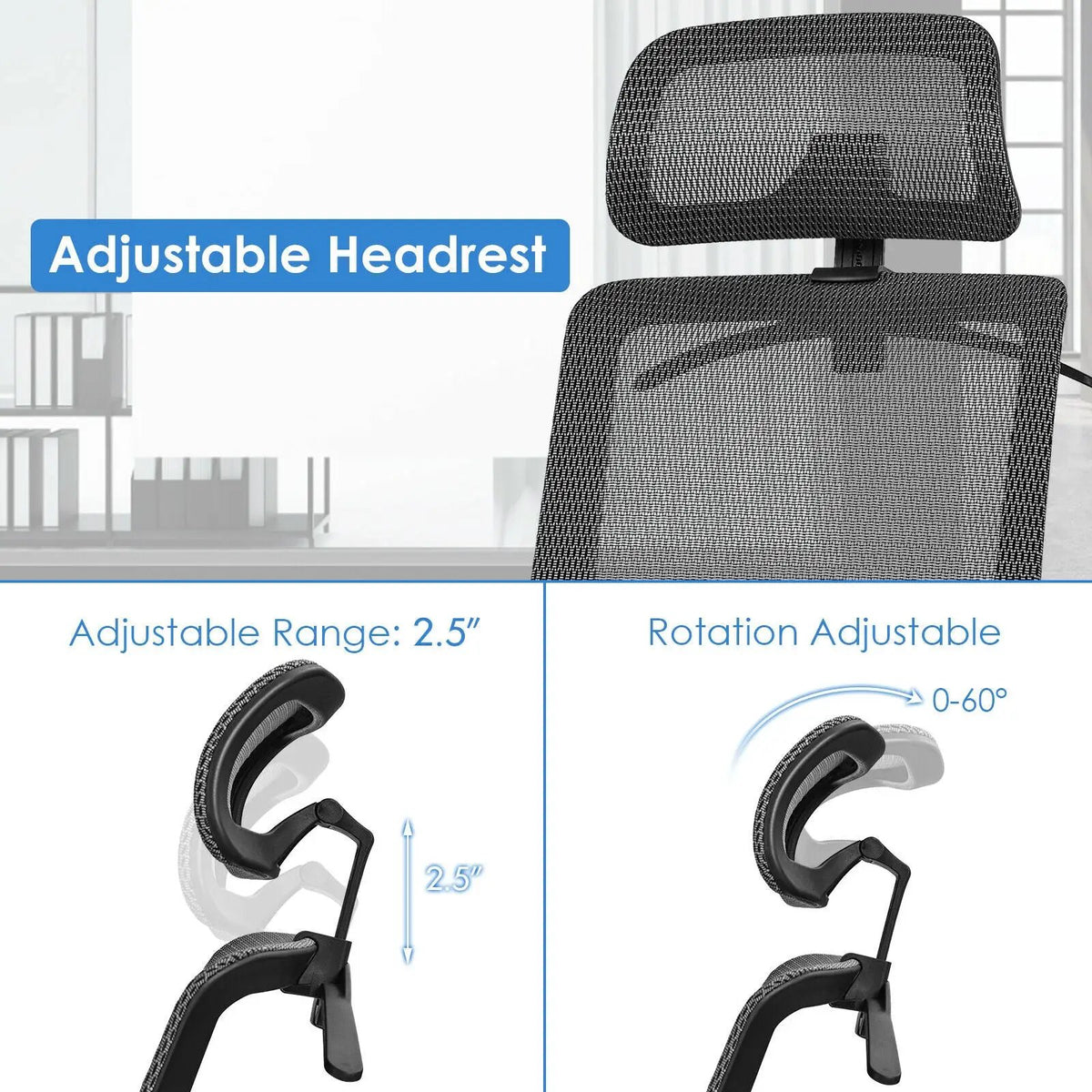 Height Adjustable Ergonomic High Back Mesh Office Chair with Hange by DirectDeals