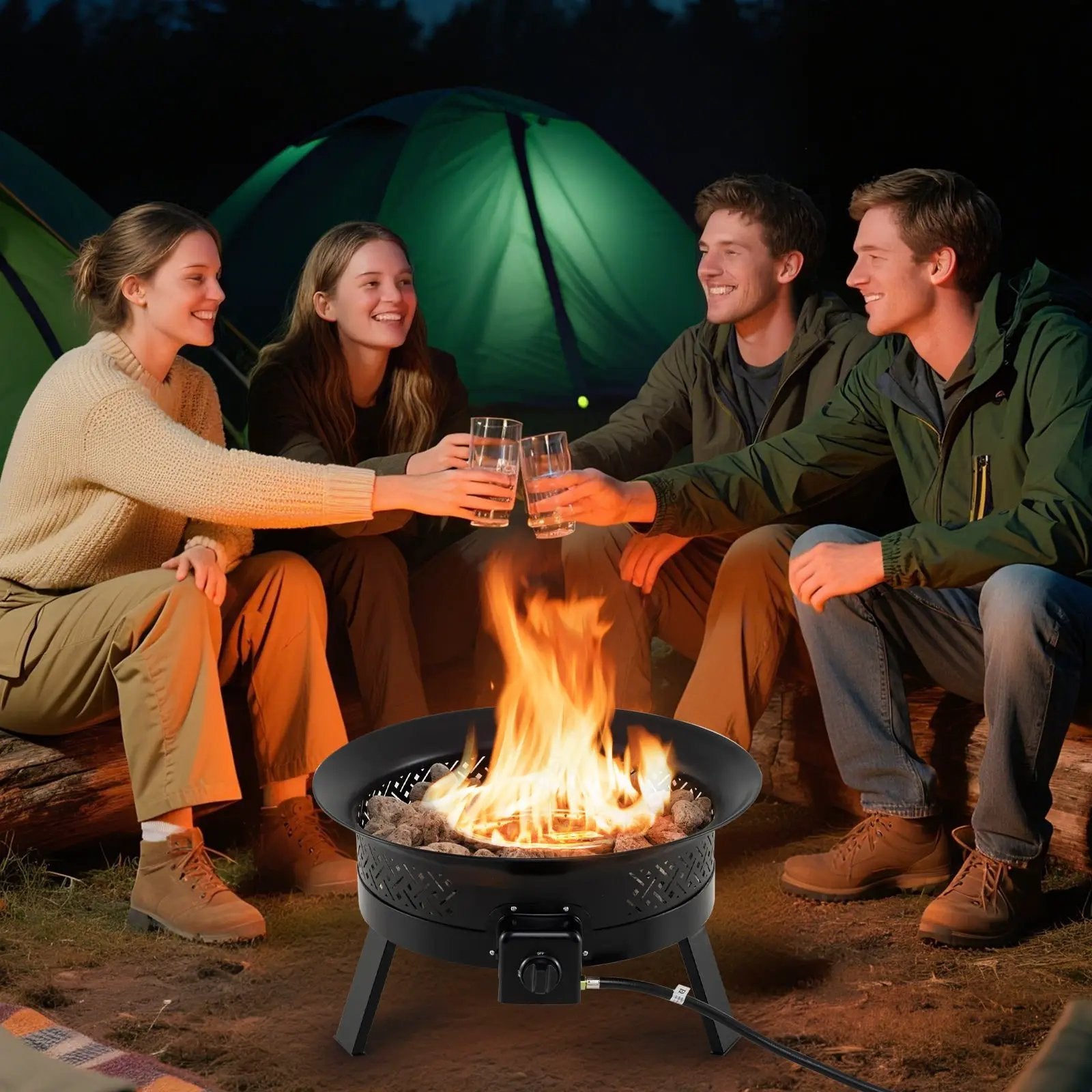 24.5 Inch Portable Propane Fire Pit with Carry Strap and Folding Legs by DirectDeals