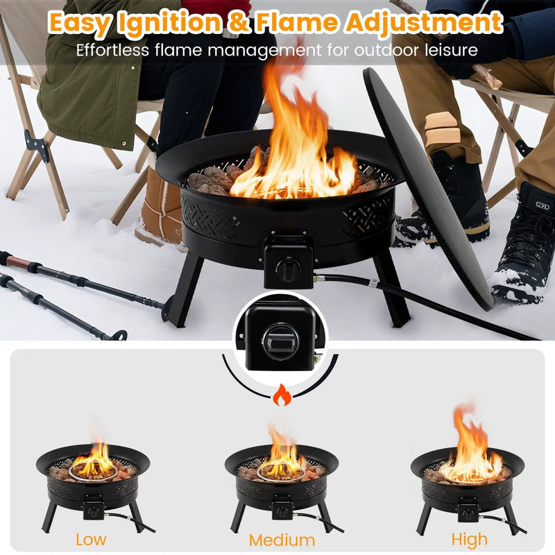 24.5 Inch Portable Propane Fire Pit with Carry Strap and Folding Legs by DirectDeals