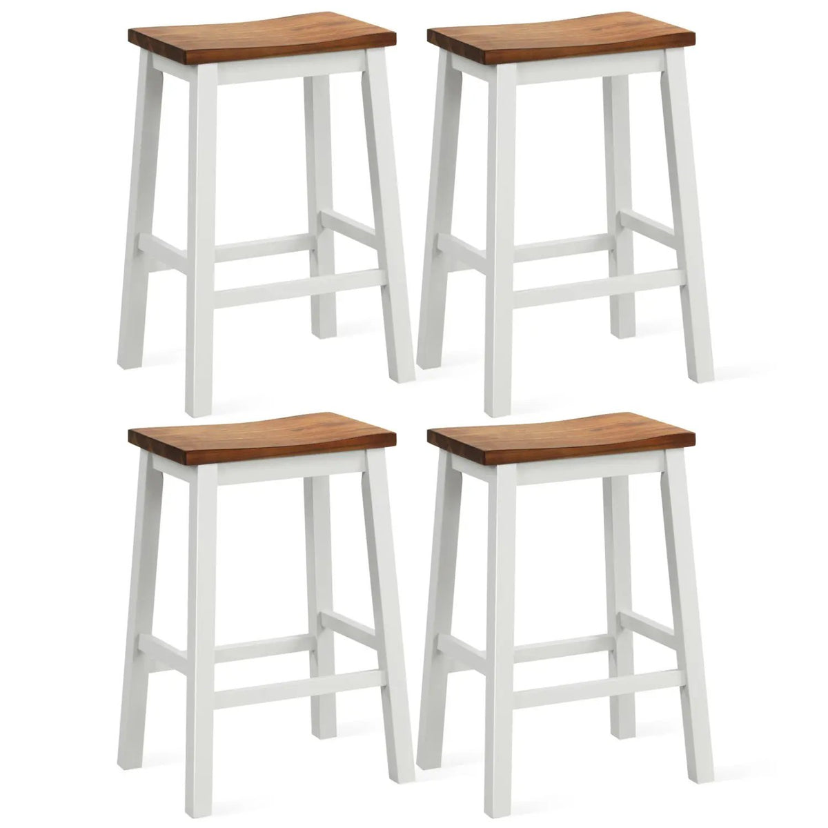Saddle Bar Stools Set of 4 with Footrests, 24.5-Inch by DirectDeals