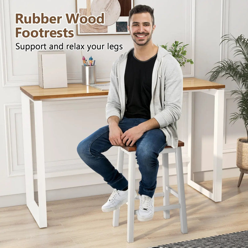 Saddle Bar Stools Set of 4 with Footrests, 24.5-Inch by DirectDeals