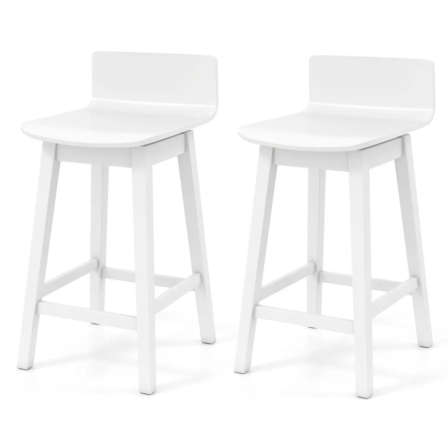 24.5 Inch Swivel Wooden Bar Stools Set of 2 with Rubber Wood Legs and Low Back by DirectDeals