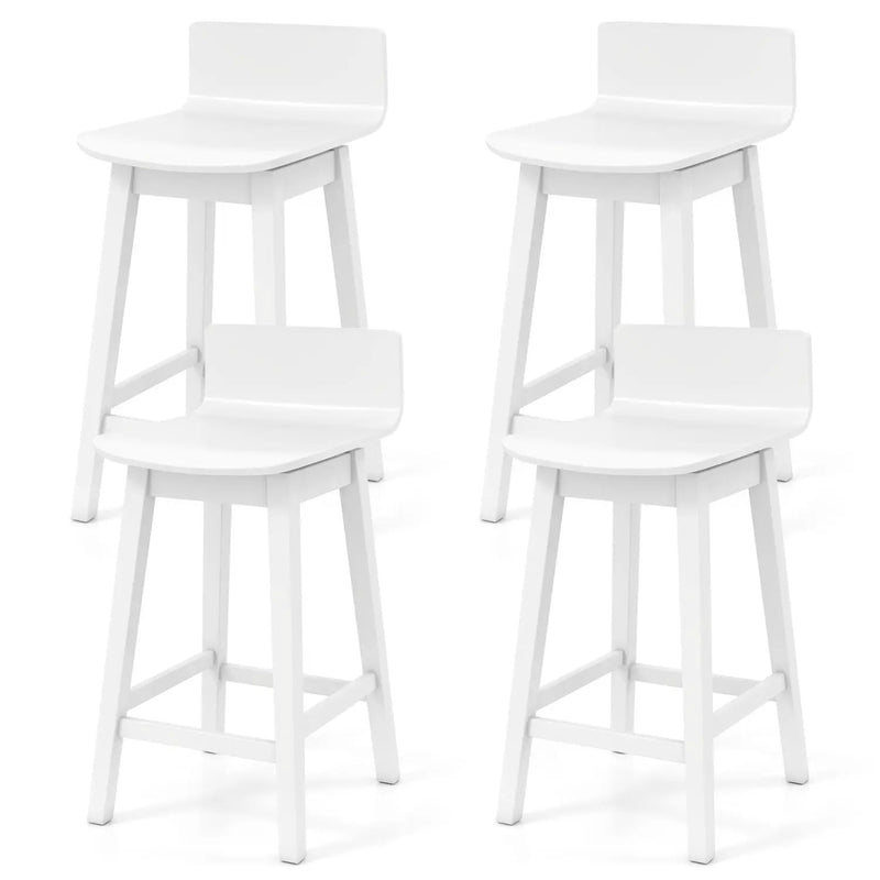 24.5 Inch Swivel Wooden Bar Stools Set of 4 with Rubber Wood Legs and Low Back by DirectDeals