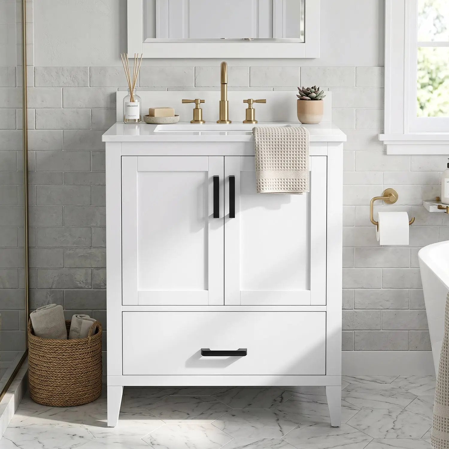 24.5" Bathroom Vanity with Ceramic Sink and Drawer by DirectDeals