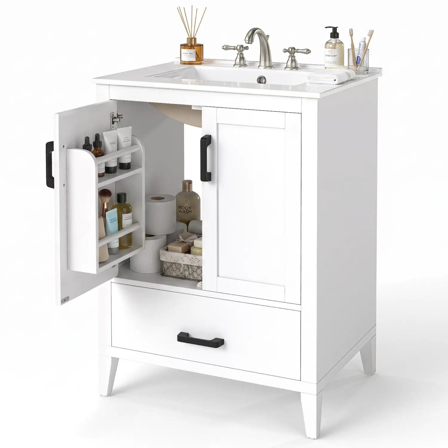 24.5" Bathroom Vanity with Ceramic Sink and Drawer by DirectDeals