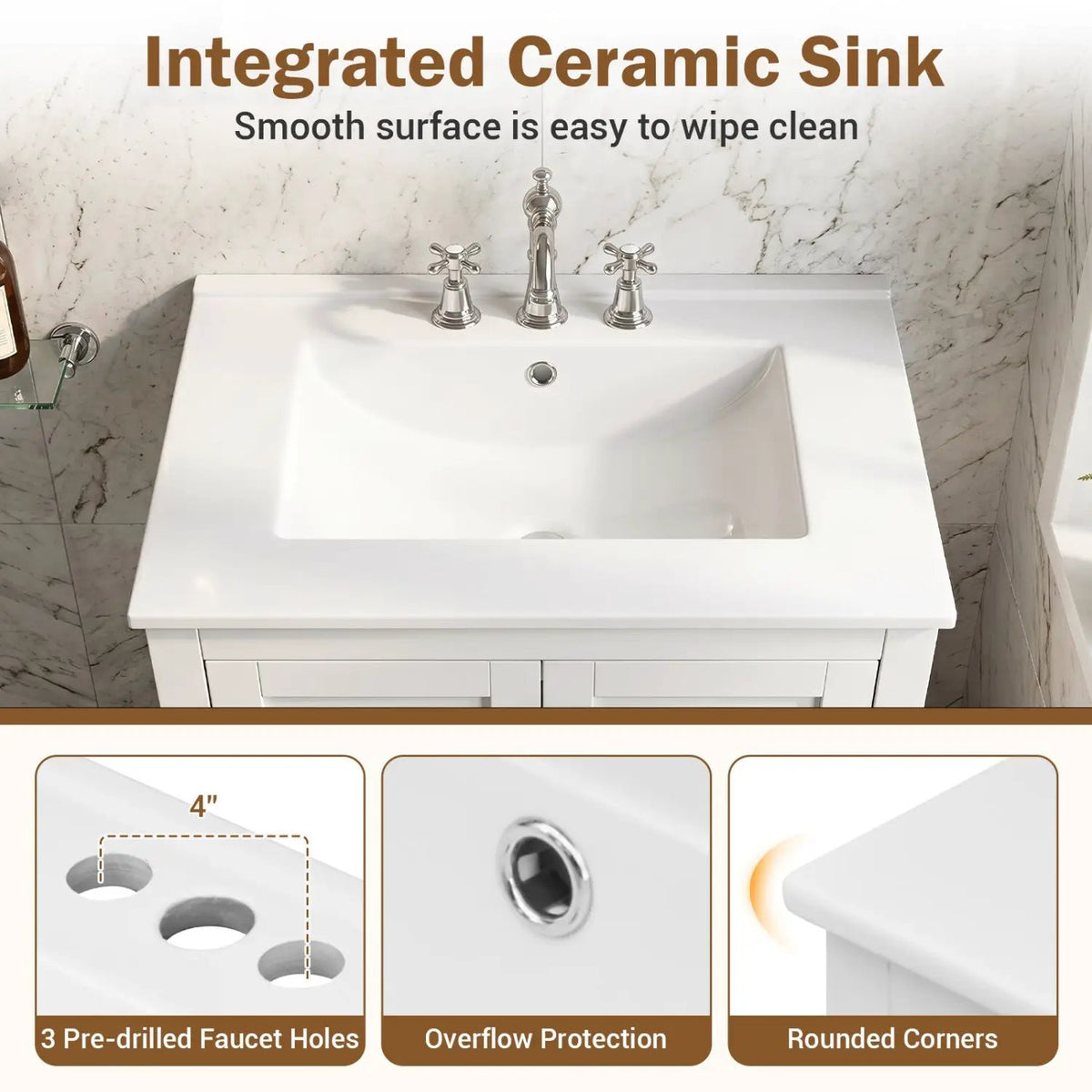 24.5" Bathroom Vanity with Ceramic Sink and Drawer by DirectDeals