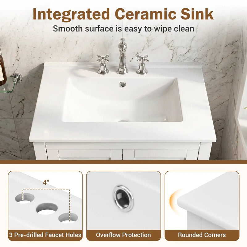 24.5" Bathroom Vanity with Ceramic Sink and Drawer by DirectDeals