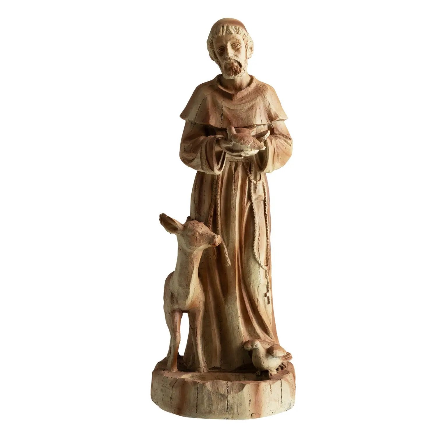 24.5 inch St. Francis Statue with Bird Feeder Saint Francis of Assisi with Animals Sculpture by DirectDeals