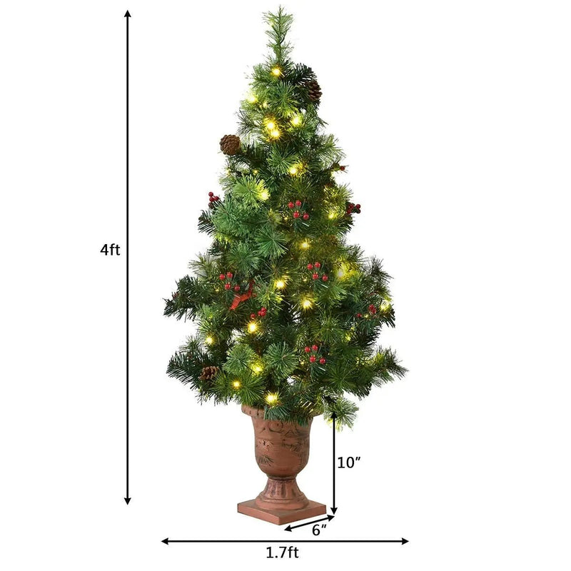 LED Christmas Tree with Red Berries Pine Cones by DirectDeals