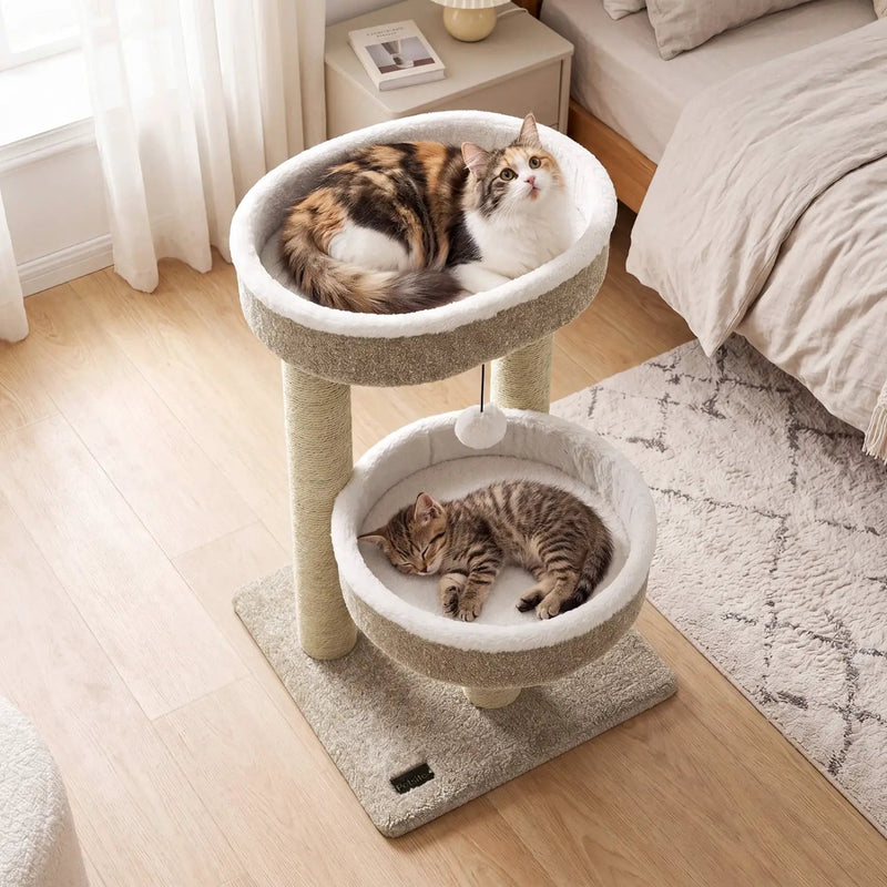 24" Cat Tower with Plush Perches & Scratching Posts by DirectDeals