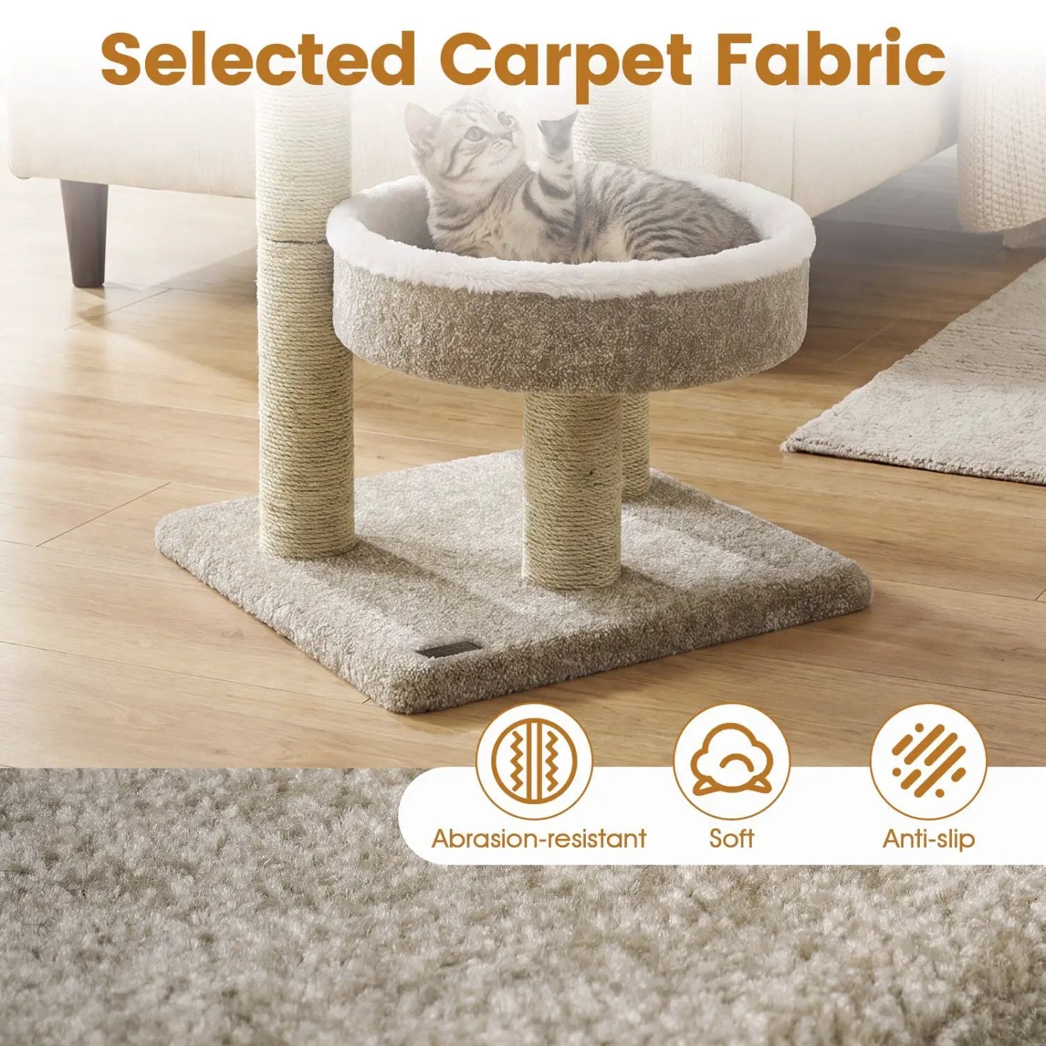 24" Cat Tower with Plush Perches & Scratching Posts by DirectDeals