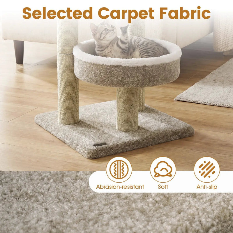 24" Cat Tower with Plush Perches & Scratching Posts by DirectDeals