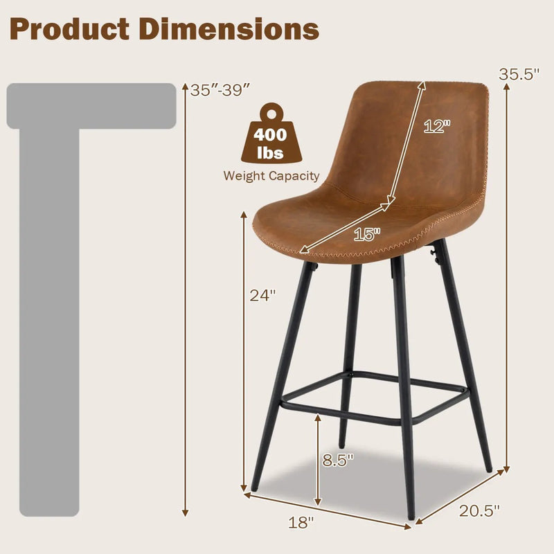24 Inch Bar Stools Set of 4 with Backs and Footrests by DirectDeals