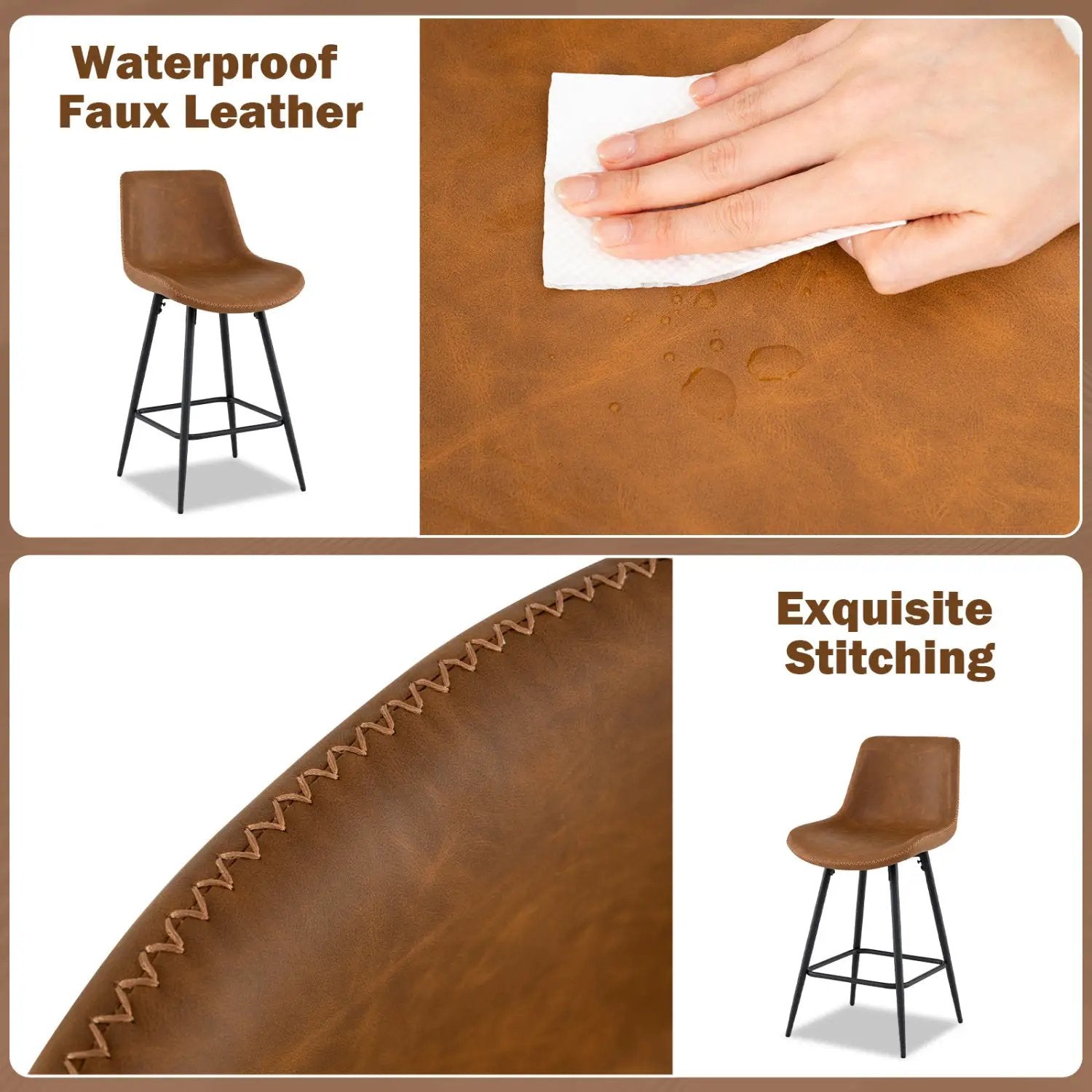 24 Inch Bar Stools Set of 4 with Backs and Footrests by DirectDeals