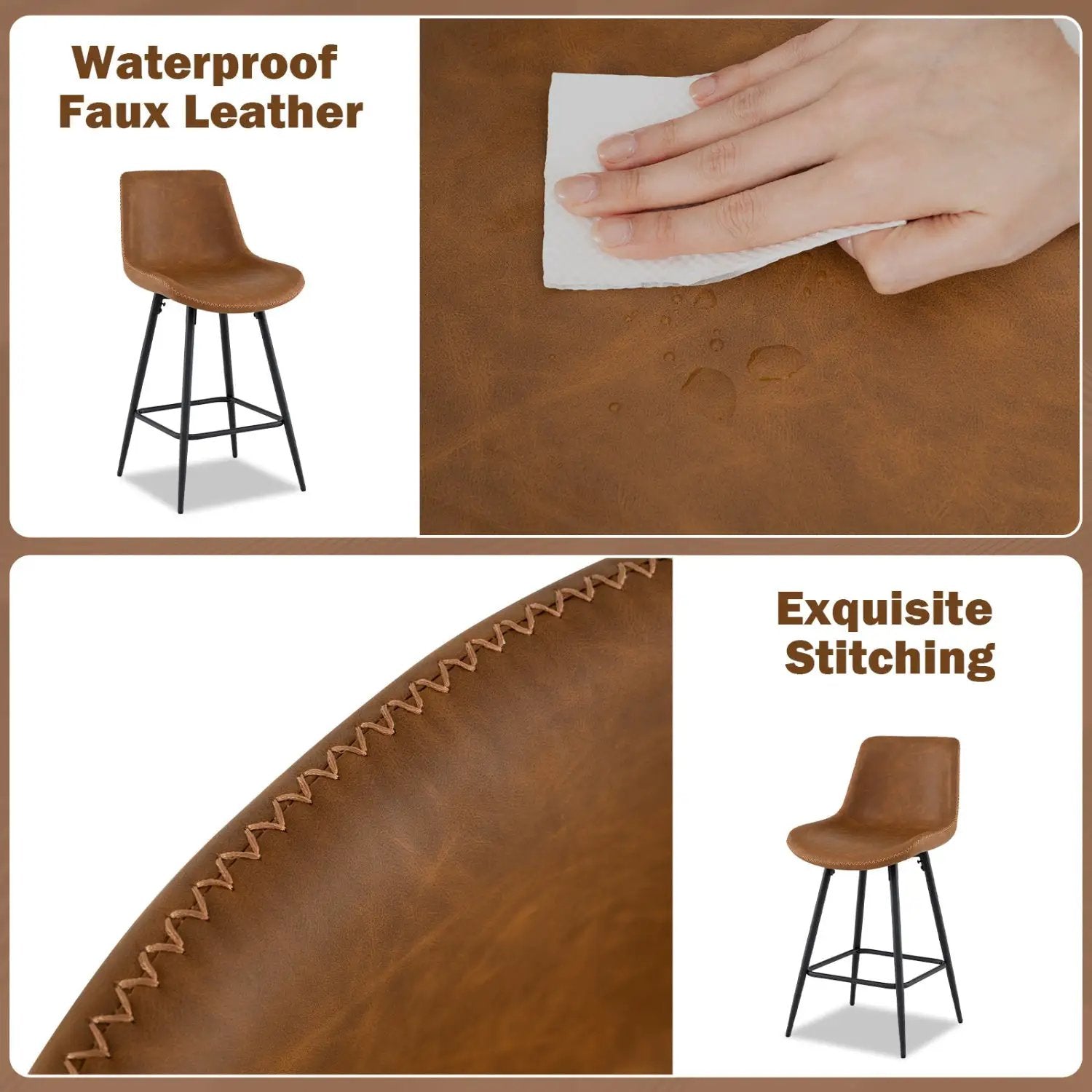 24 Inch Bar Stools Set of 2 with Backs and Footrests by DirectDeals