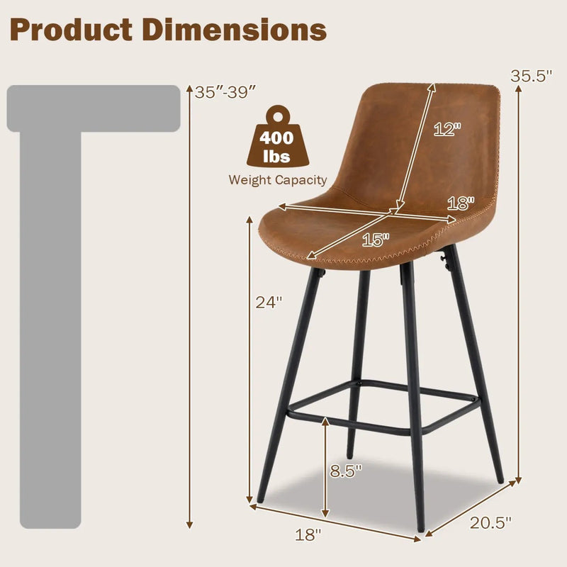 24 Inch Bar Stools Set of 2 with Backs and Footrests by DirectDeals