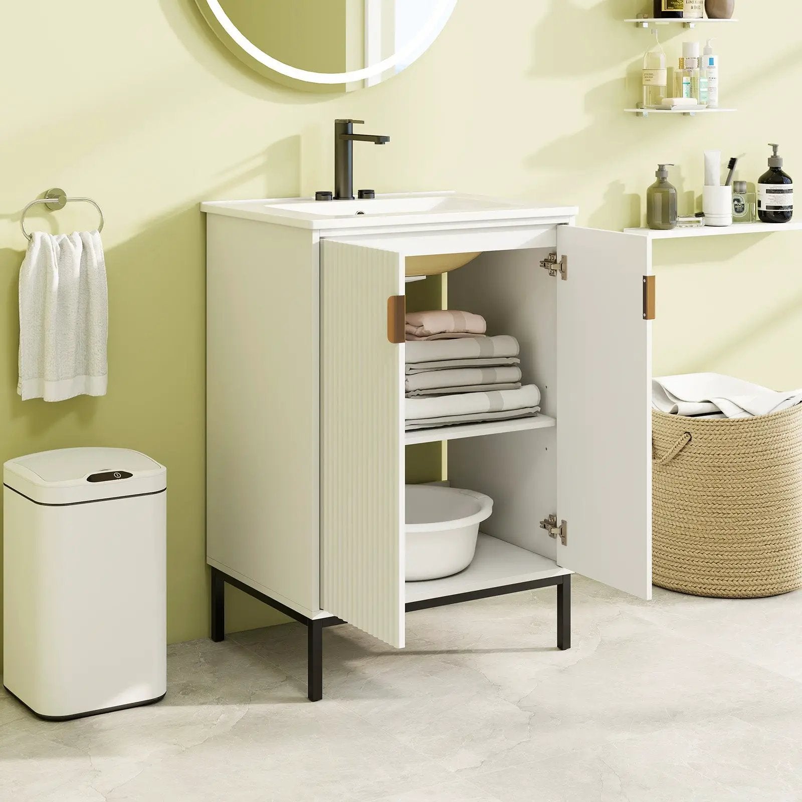 24 Inch Bathroom Vanity with Sink Combo and Adjustable Shelf-White by DirectDeals