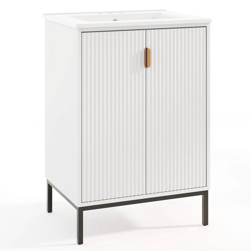 24 Inch Bathroom Vanity with Sink Combo and Adjustable Shelf-White by DirectDeals