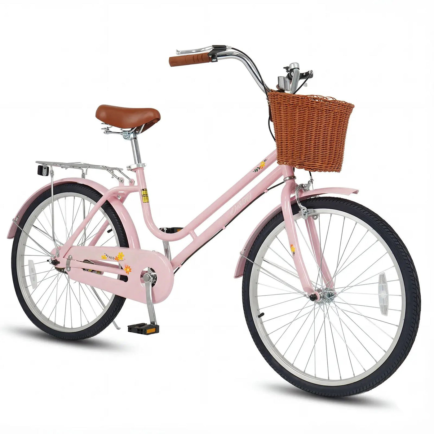 26" Beach Cruiser Bike for Women with Basket and Rear Rack by DirectDeals