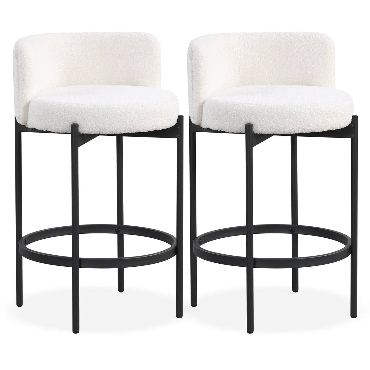 24 Inch Boucle Counter Stools Set of 2 with Curved Backrest by DirectDeals