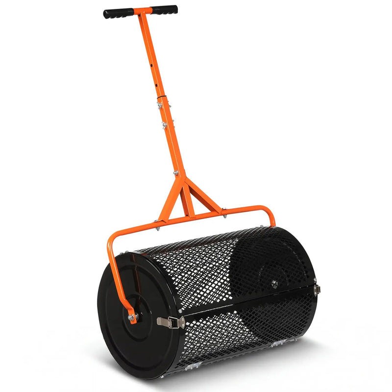 24 Inch Compost Spreader Peat Moss Spreader Roller with Height-Adjustable T-Shaped Handle by DirectDeals