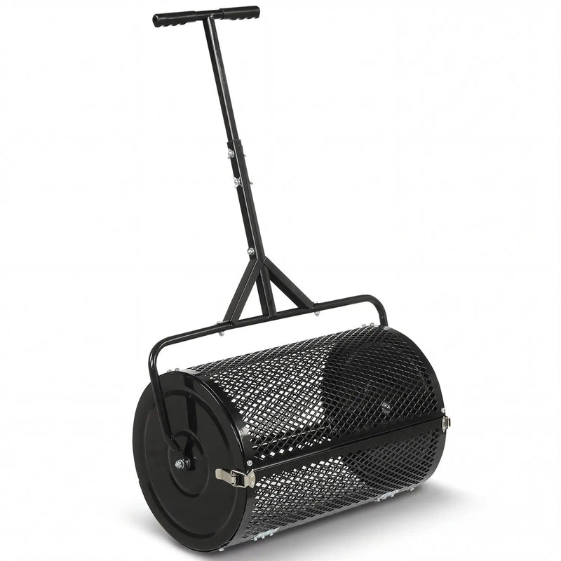 24 Inch Compost Spreader Peat Moss Spreader Roller with Height-Adjustable T-Shaped Handle by DirectDeals