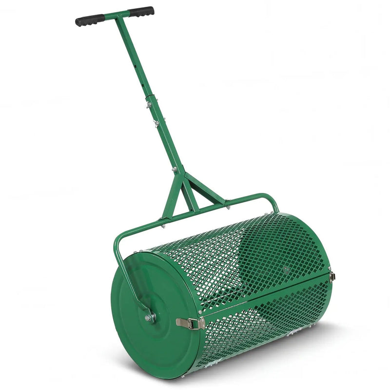 24 Inch Compost Spreader Peat Moss Spreader Roller with Height-Adjustable T-Shaped Handle by DirectDeals