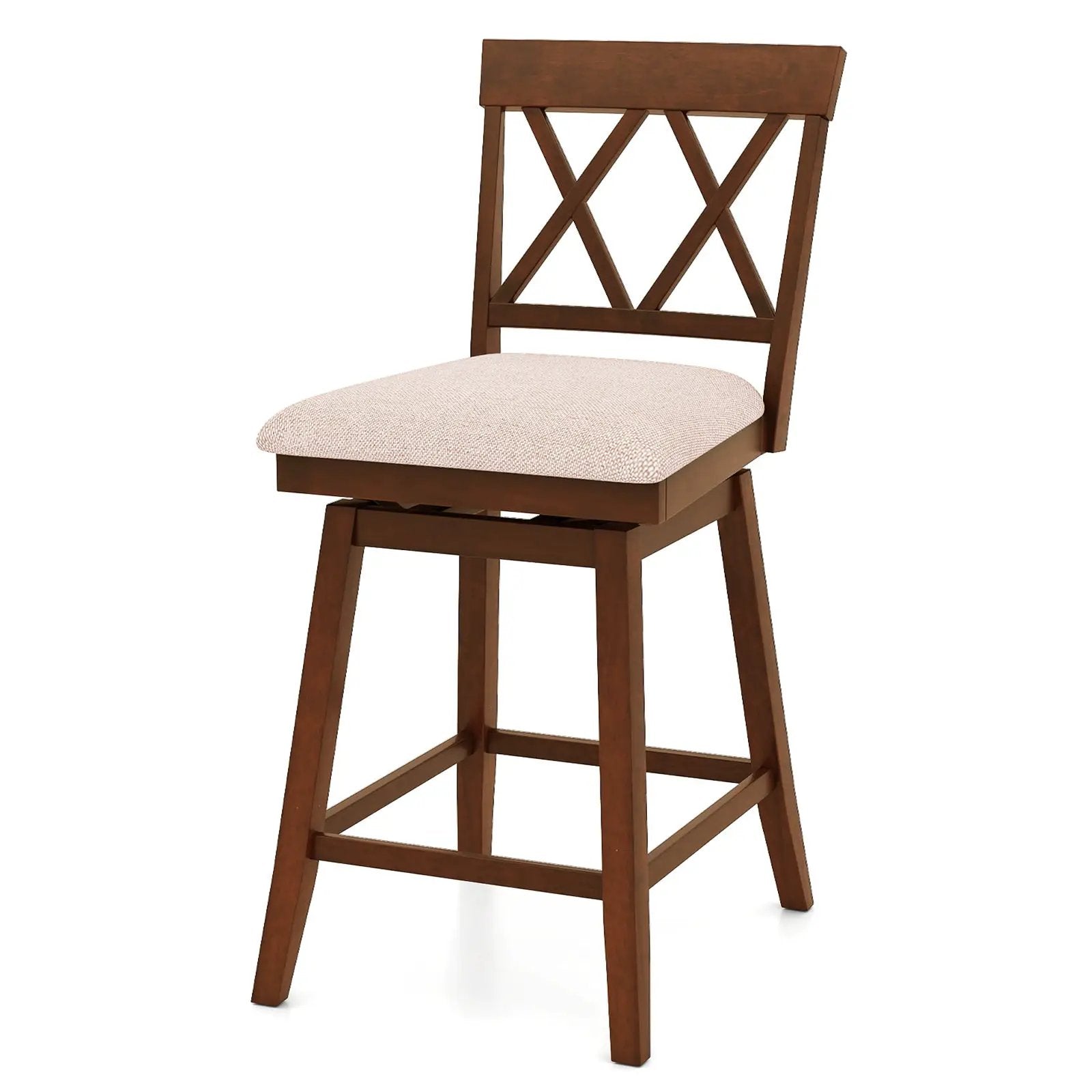 Counter Height Swivel Bar Stools with Upholstered Seat - Set of 2 by DirectDeals