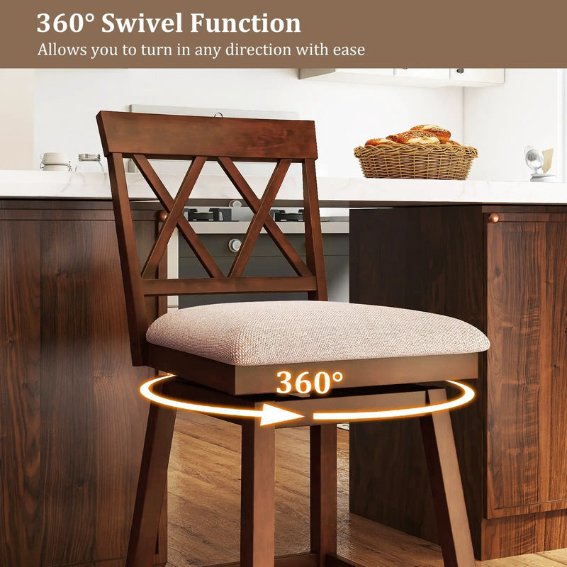 Counter Height Swivel Bar Stools with Upholstered Seat - Set of 2 by DirectDeals