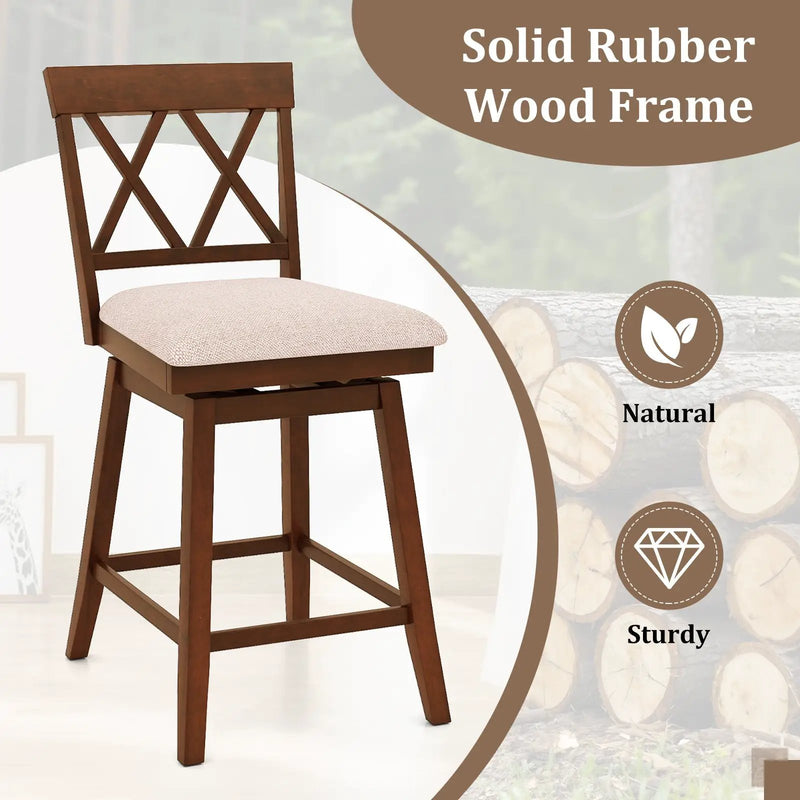 Counter Height Swivel Bar Stools with Upholstered Seat - Set of 2 by DirectDeals