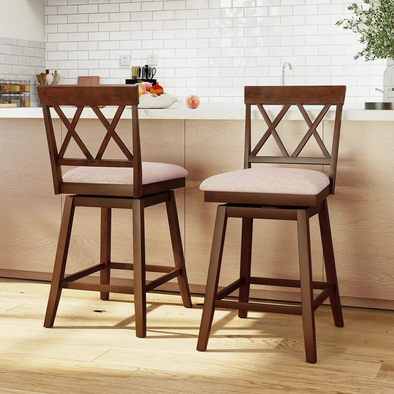 Counter Height Swivel Bar Stools with Upholstered Seat - Set of 2 by DirectDeals